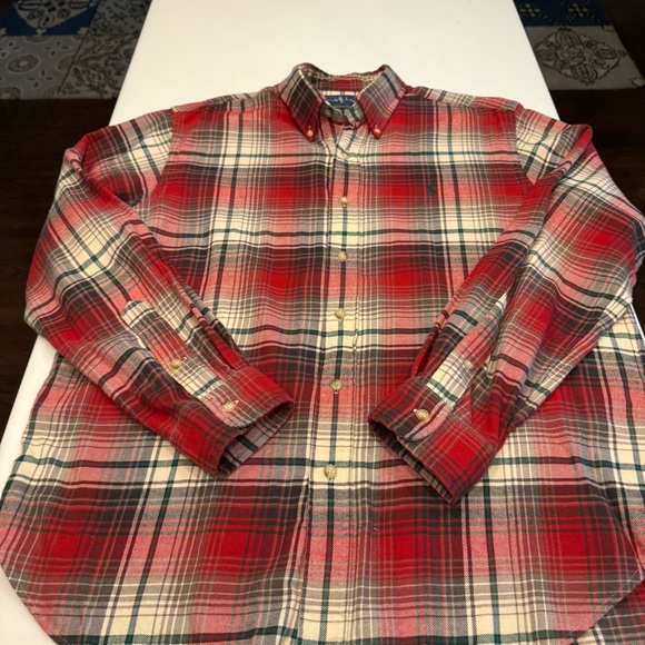 Ralph Lauren Men’s VTG 2 PCS SET Cotton Flannel Shirt & Green Sweater Sz L - Picture 3 of 16